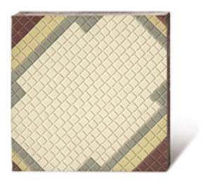 Zementmosaikplatte mit großflächigem Kreuz in beige rot gelb und grün 