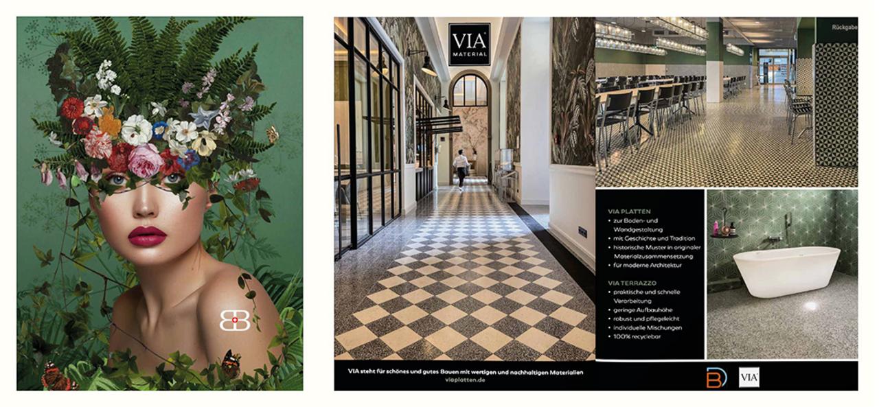 Abbildung Cover der Zeitschrift BAUBIBLE mit einer Anzeige von  VIA Produkte 