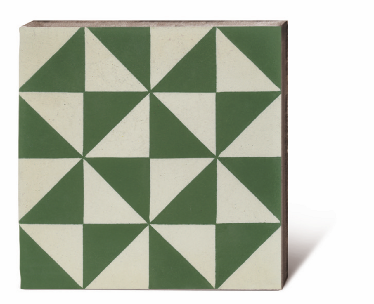 Zementfliese mit graugrünem Dreiecksmuster