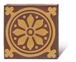 VIA Via ZementmosaikplatteN° 51064 mit gelb rot-braunem Muster 