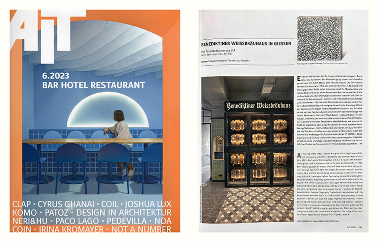 Abbildung Cover der Zeitschrift AIT mit einem Bericht über VIA Terrazzoplatten in Brauerei 