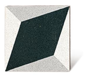 VIA Via Terrazzoplatte dreidimensional schwarz weiß Rautenoptik