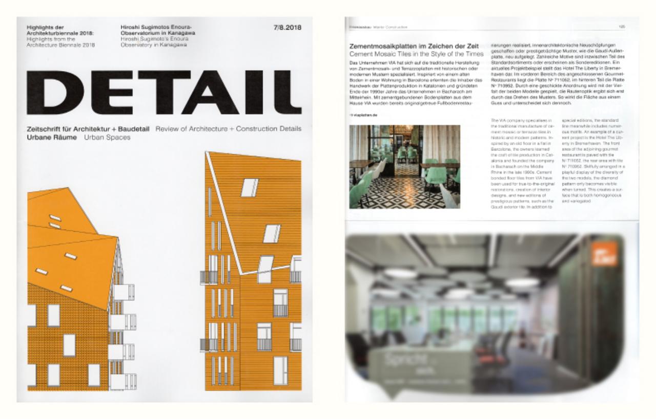 Abbildung Cover der Zeitschrift DETAIL mit einem Bericht über VIA Produkte 