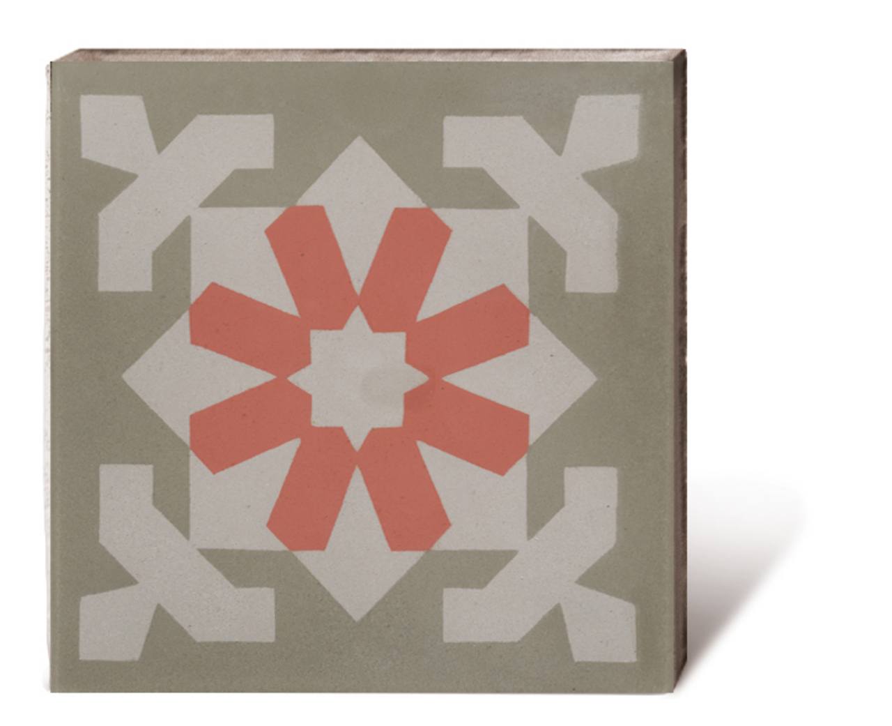 VIA Zementfliese in graubraun, grau und rot 