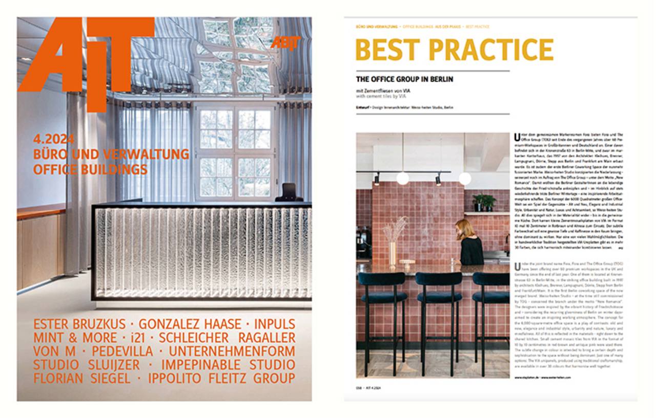 Abbildung Cover der Zeitschrift AIT mit einem Bericht über VIA Zementfliese unifarben 