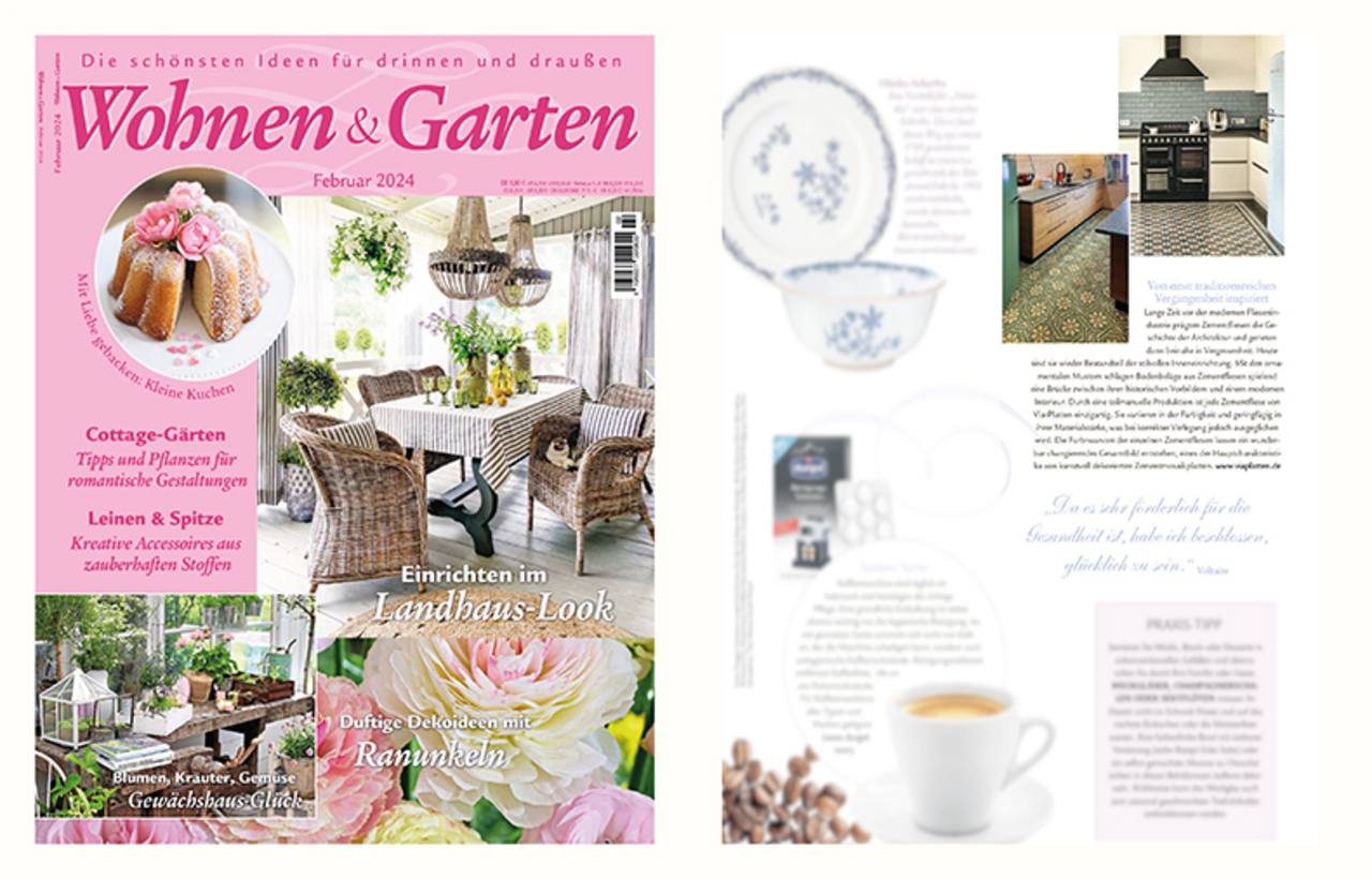 Abbildung Cover der Zeitschrift Wohnen und Garten mit einem Bericht über VIA Produkte 