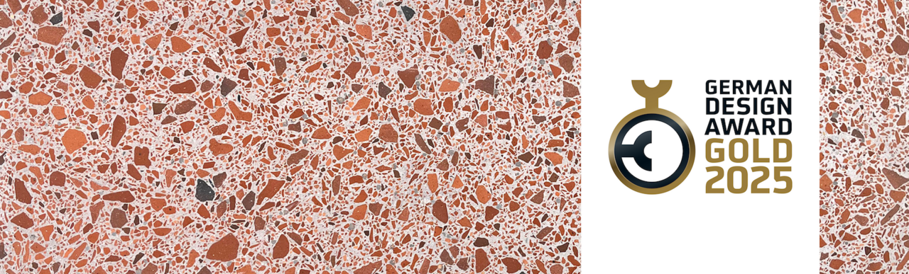 Dachziegelterrazzo mit LOGO German Design Award 