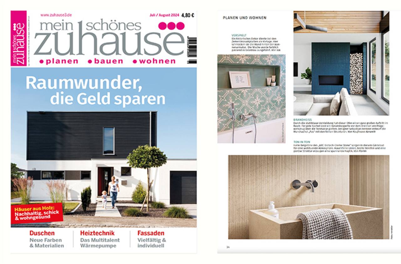 Abbildung Cover der Zeitschrift mein schönes Zuhause mit einem Projektbericht über VIA Zementmosaikplatten 