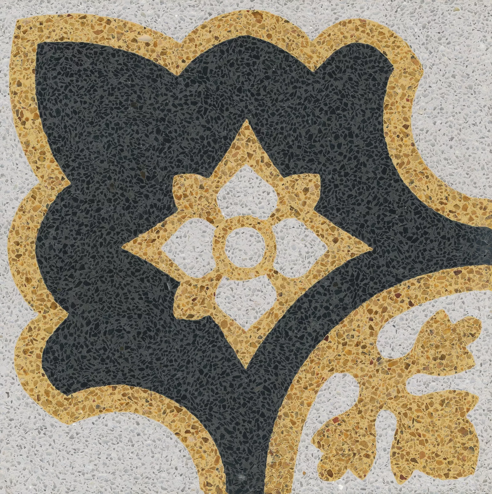 VIA Terrazzoboden Eckmuster mit gelb