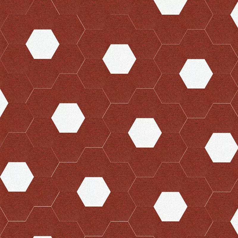 VIA Terrazzoplatten 6eck in rot und weiß