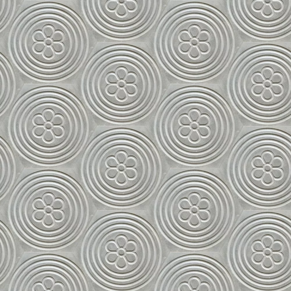 Trottoirplatte mit Kreis und Blumen Muster