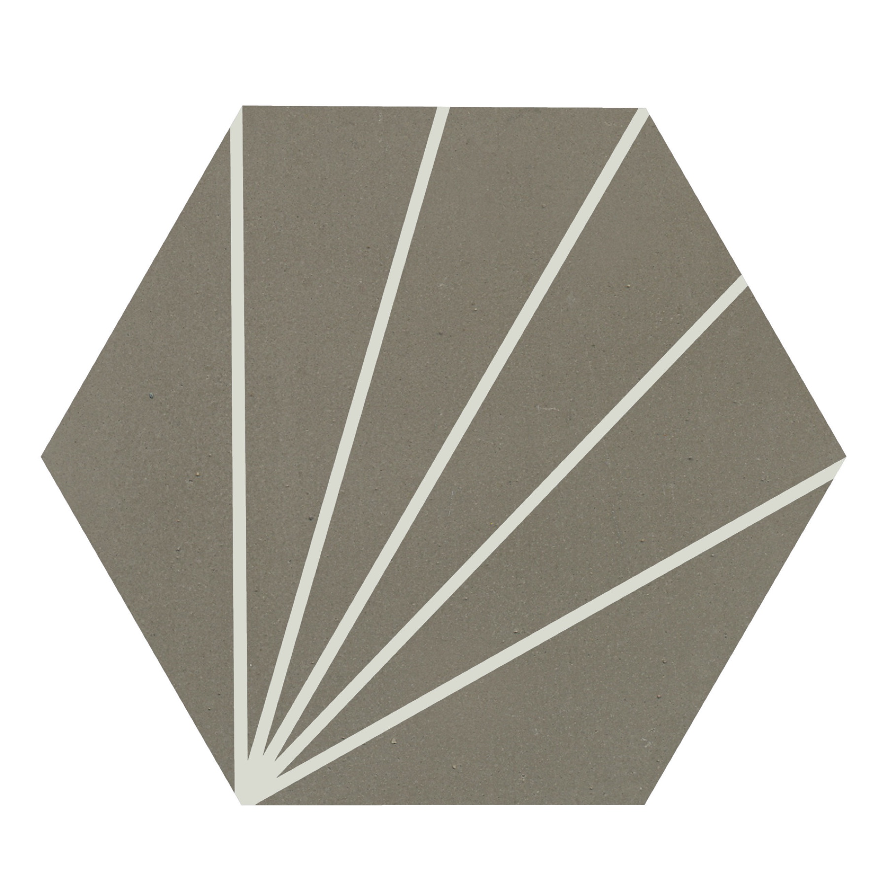 Zementfliese graubraun mit weissen Strahlen