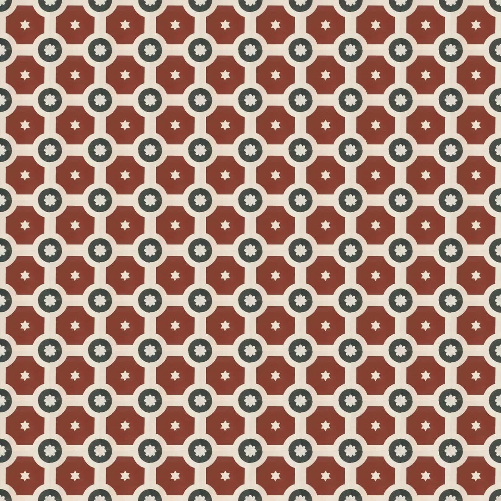 VIA Zementfliese VIA-Muster in rot, weiss und schwarz