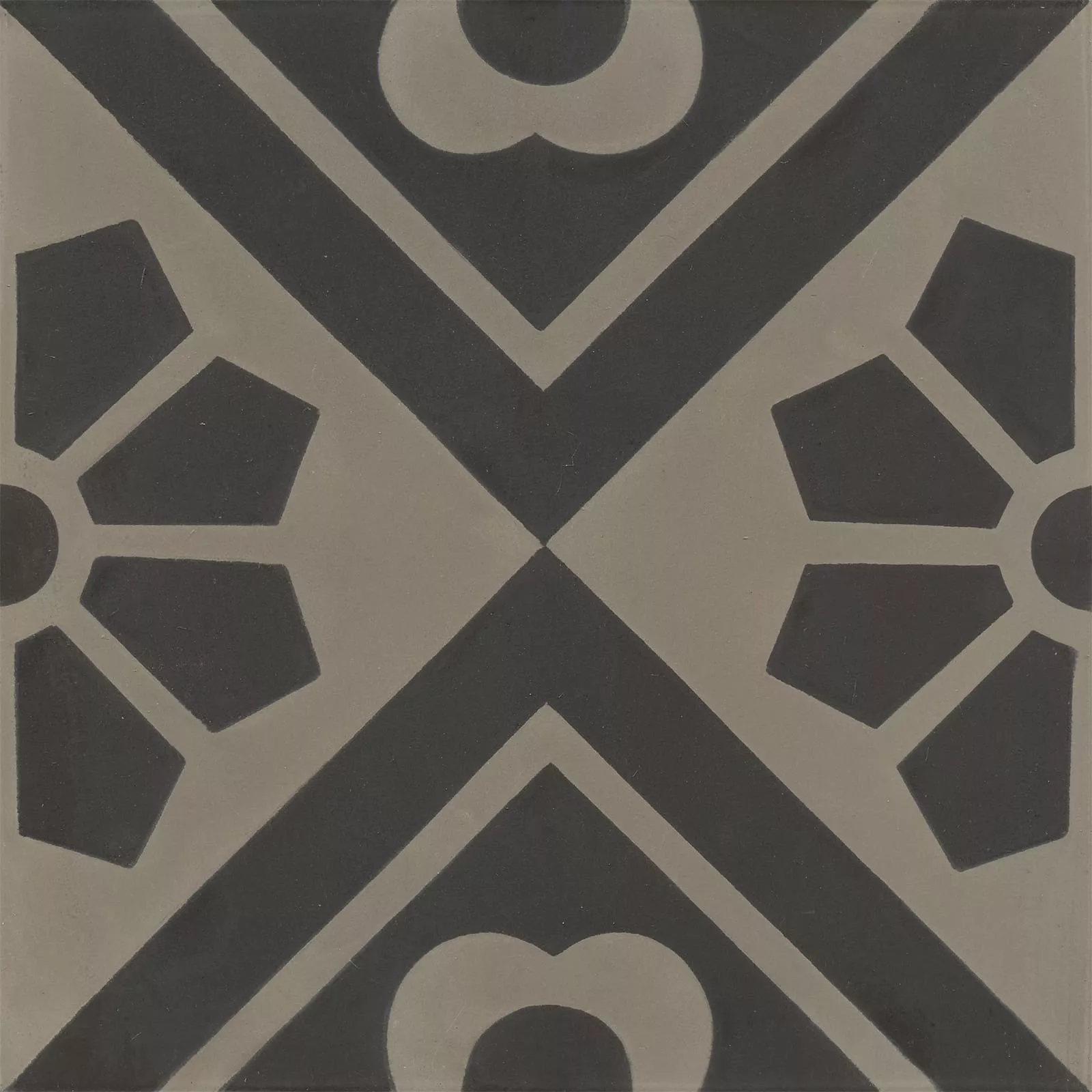 graphisch florale Zemenfliese in graubrau schwarz