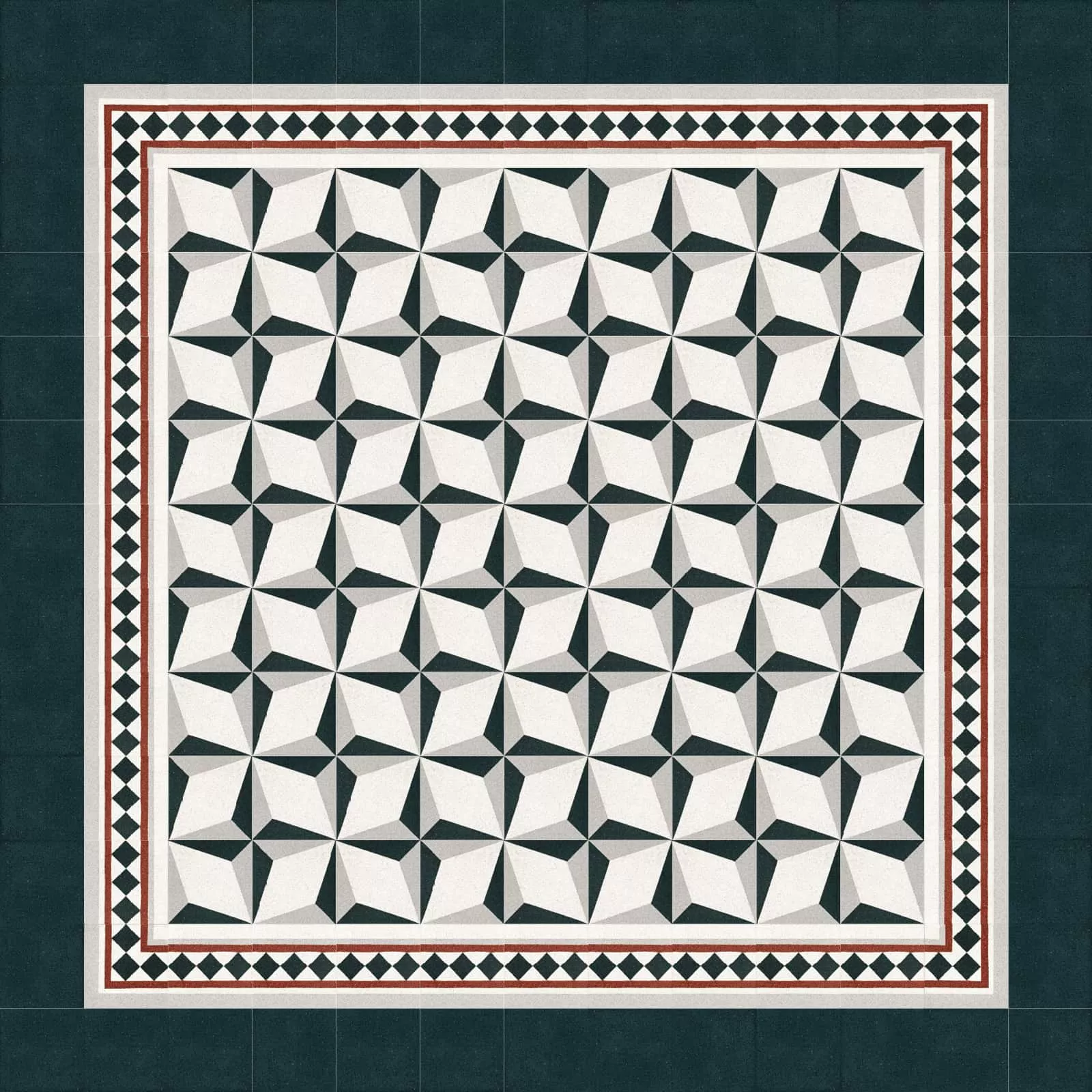 Terrozzoplatte mit weißem Muster mit Umrandung