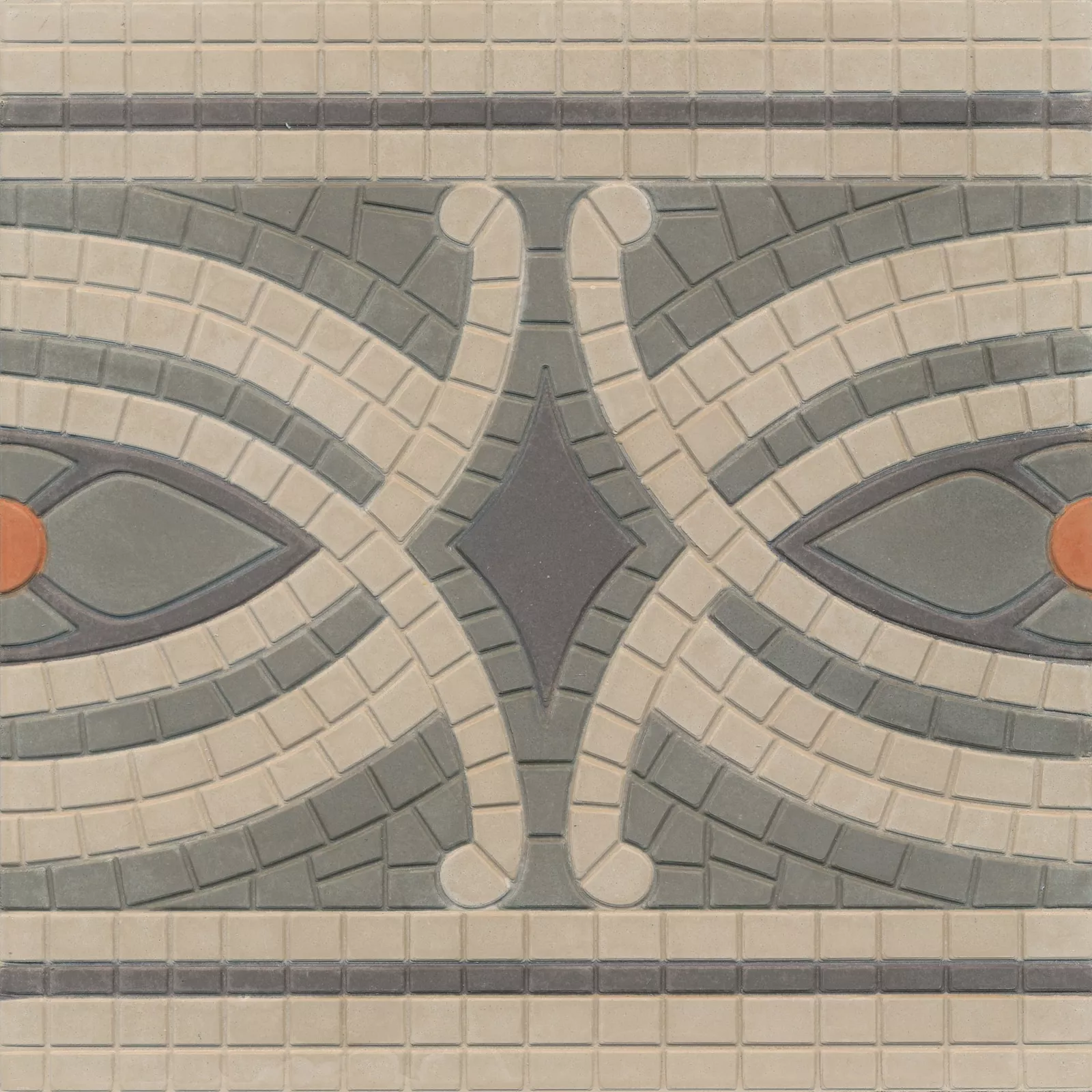 Zementfliese N° 42152 - Rand, Riffel