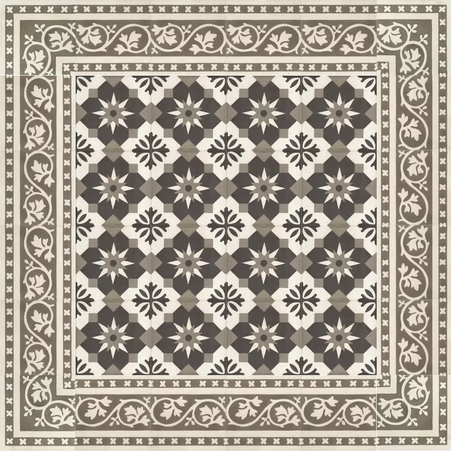 VIA Verlegemuster in graubraun und schwarz