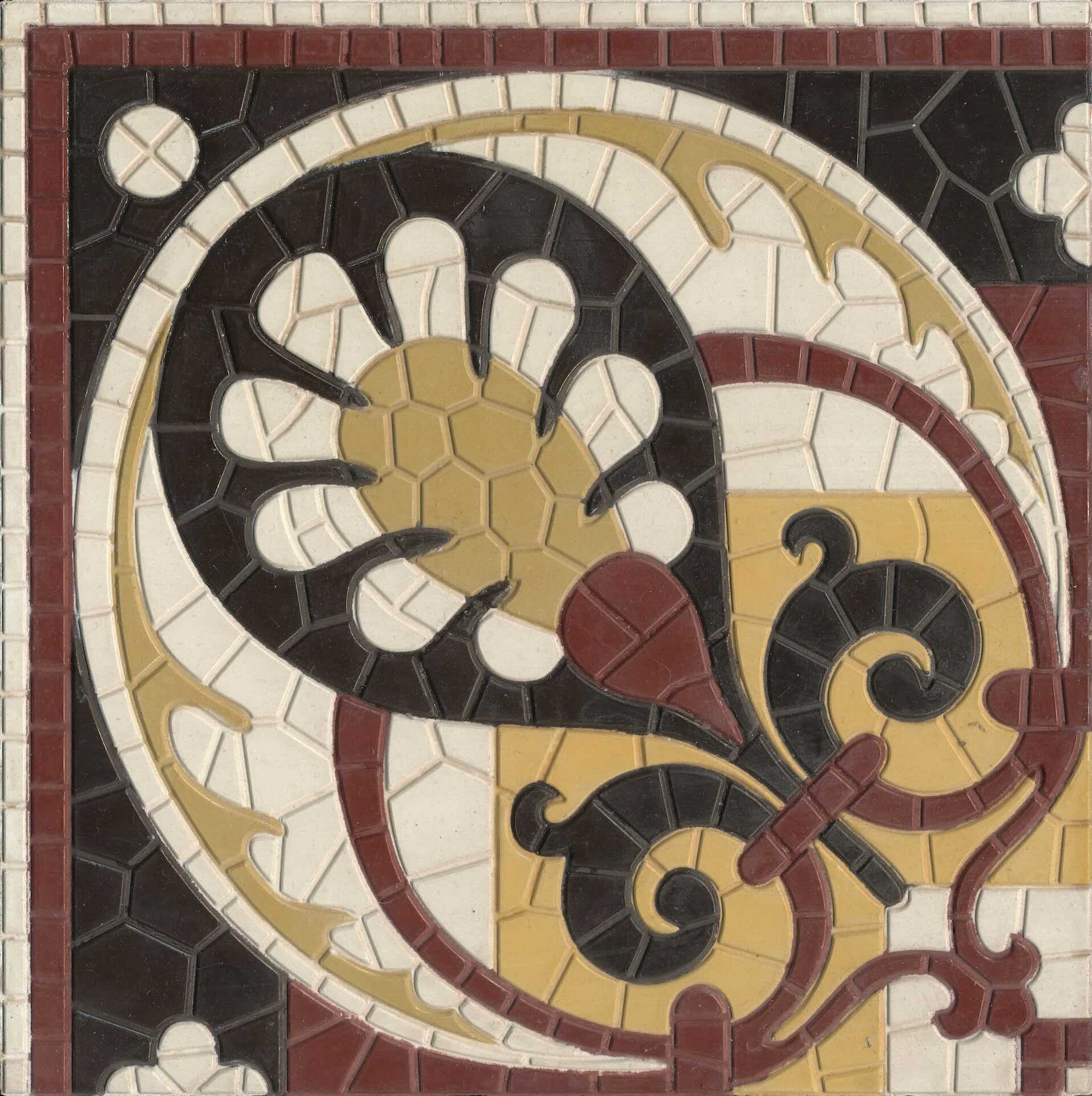 Zementfliese N° 53165 - Ecke, Riffel