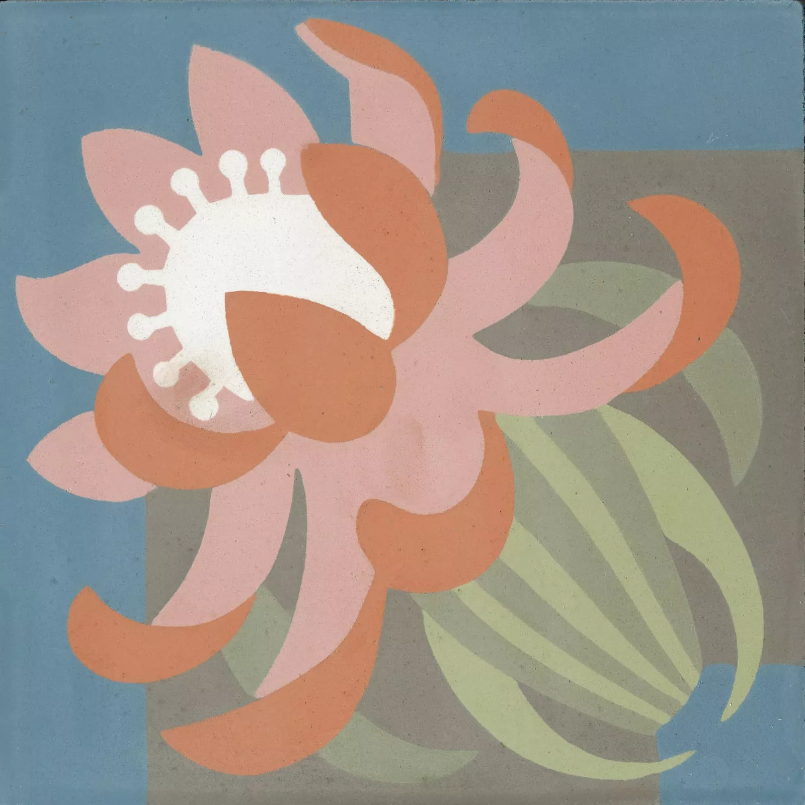 Zementfliese mit Blumendesign Seerose