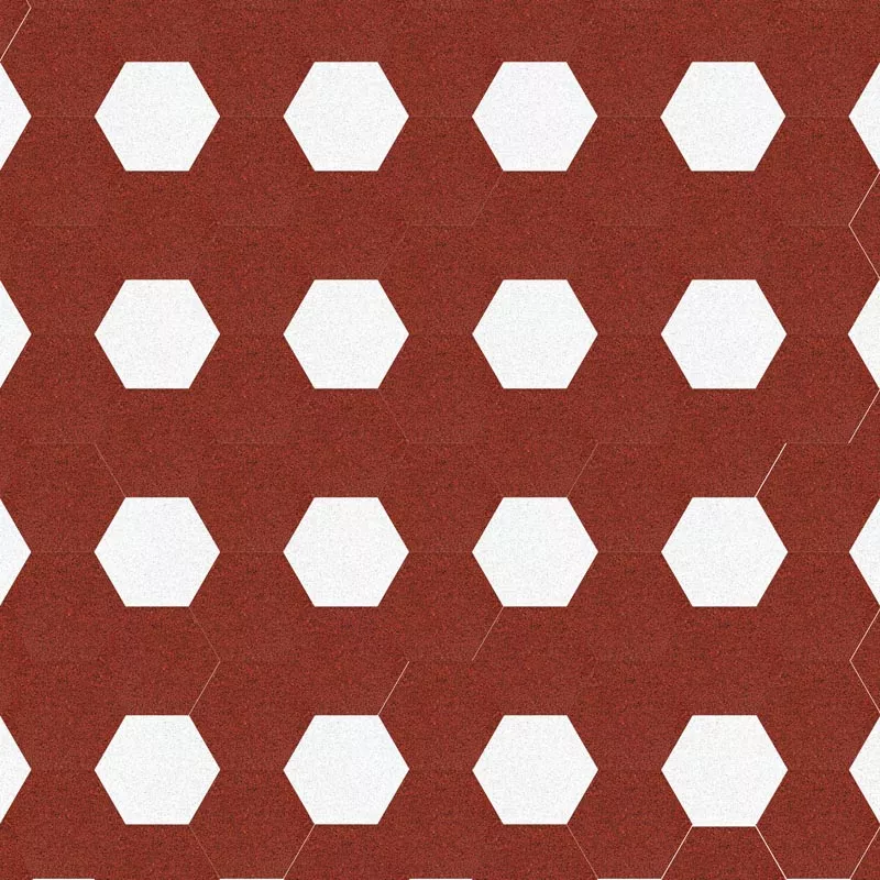 VIA Terrazzoplatten 6eck  Muster in rot und weiß
