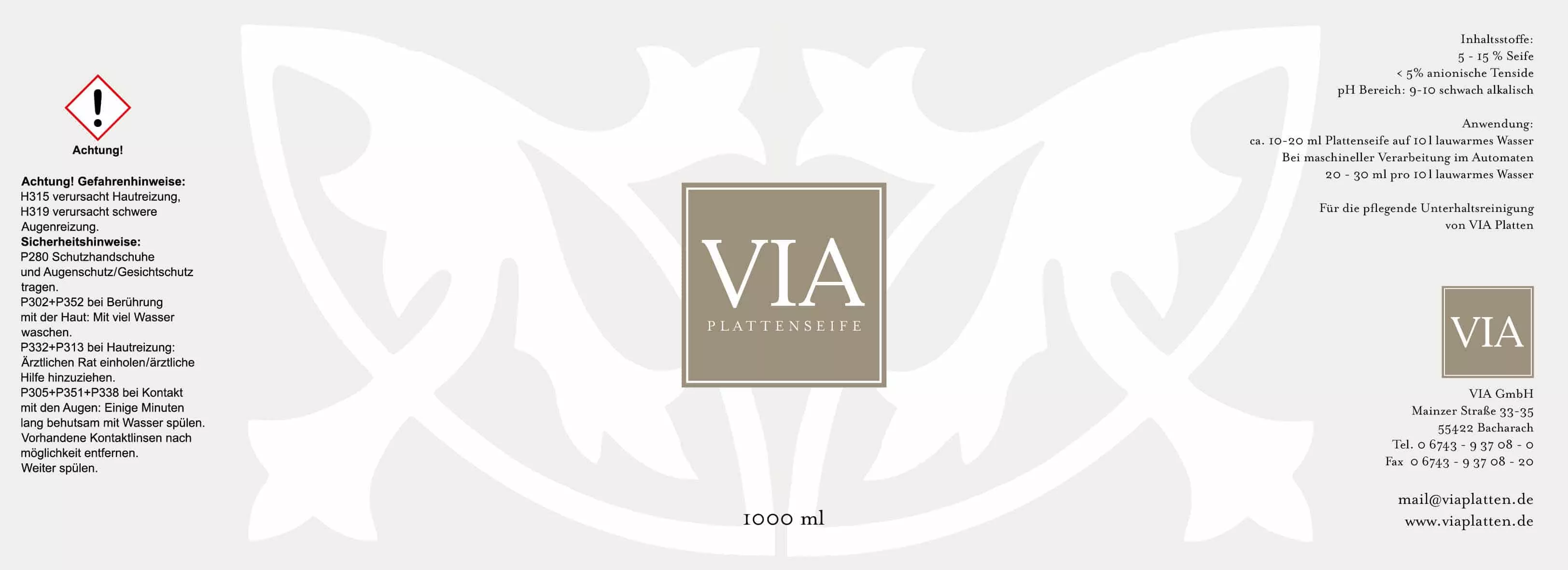 VIA Plattenseife Etikett
