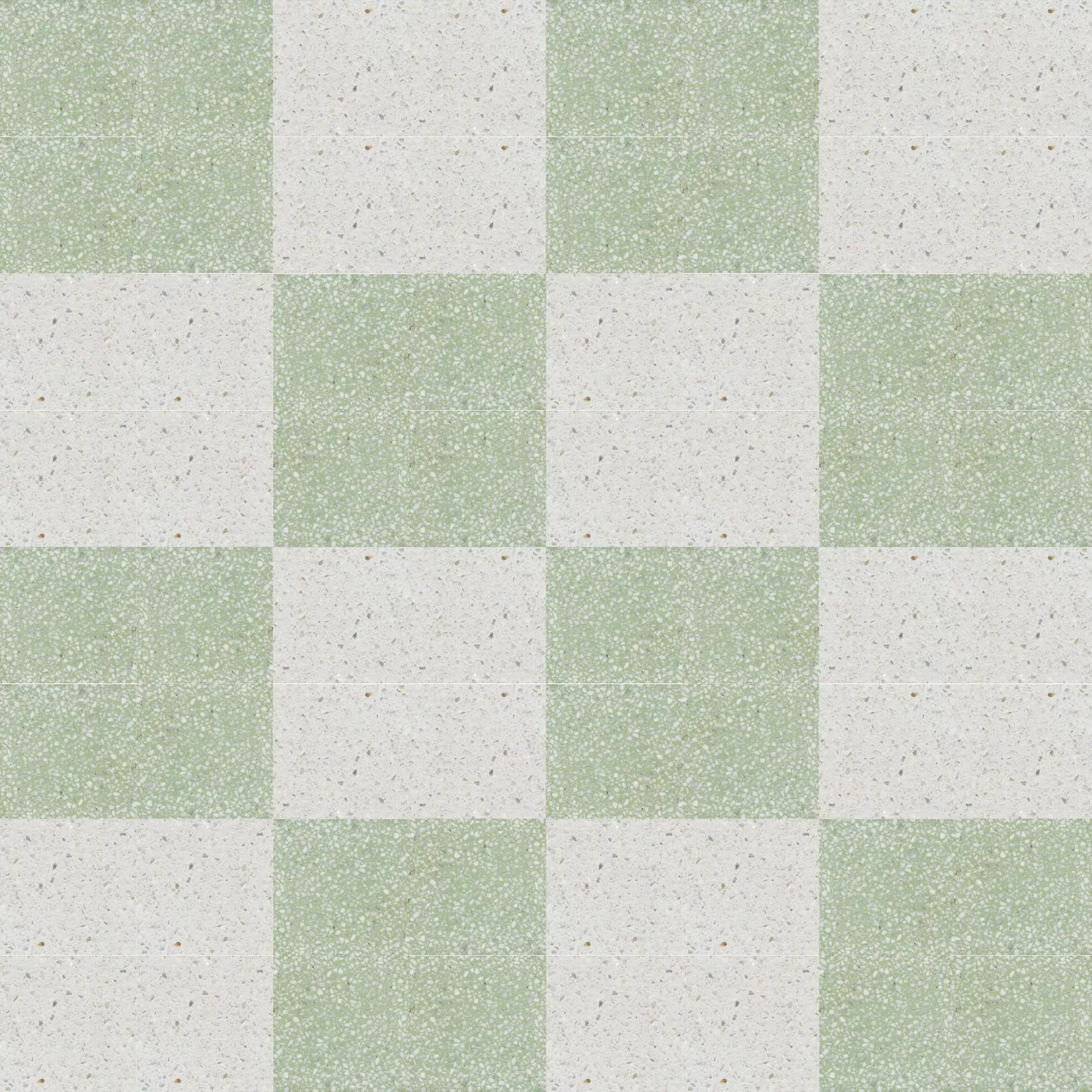 VIA Terrazzoplatte grob in grün und weiß