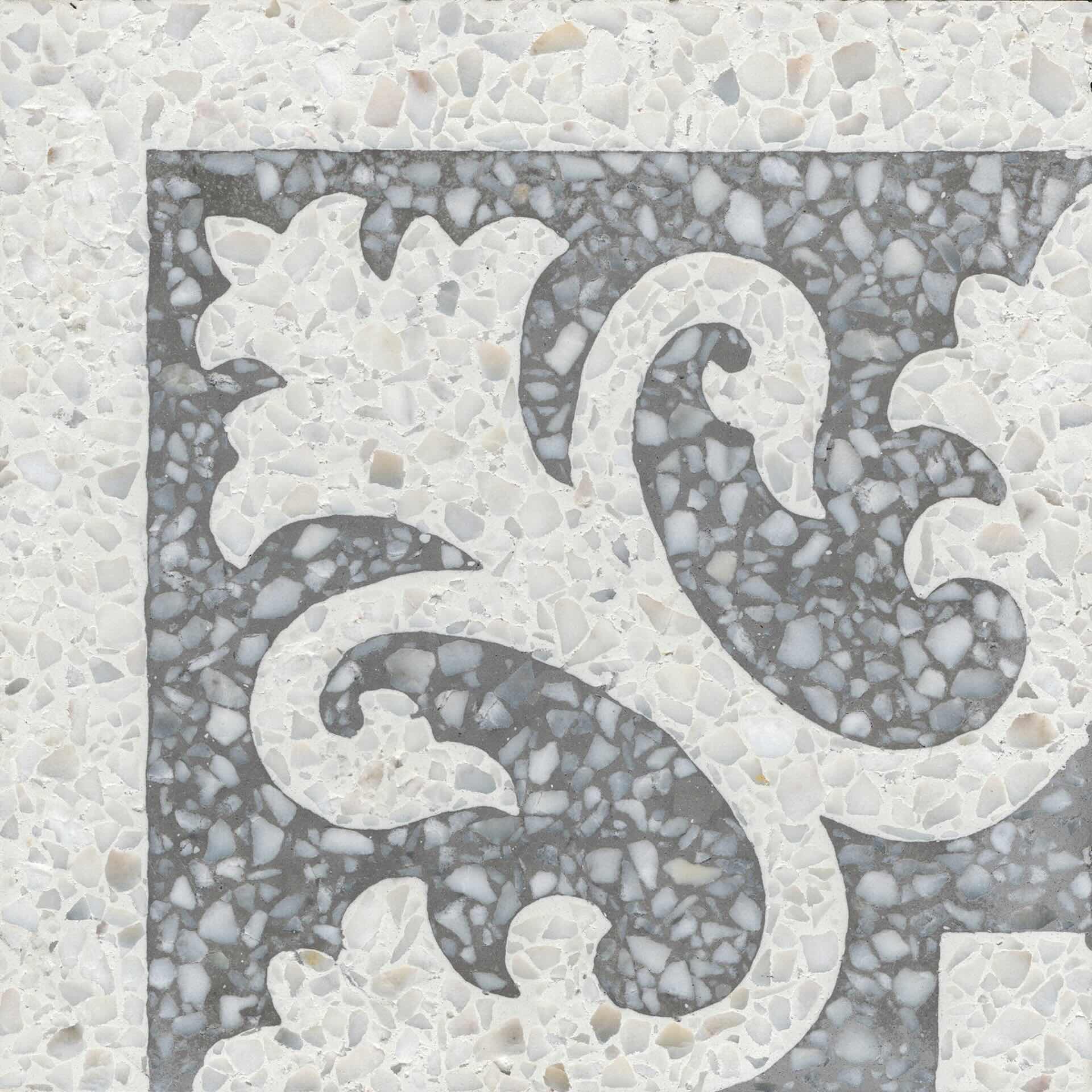 VIA Terrazzoplatte weißes Muster auf grau