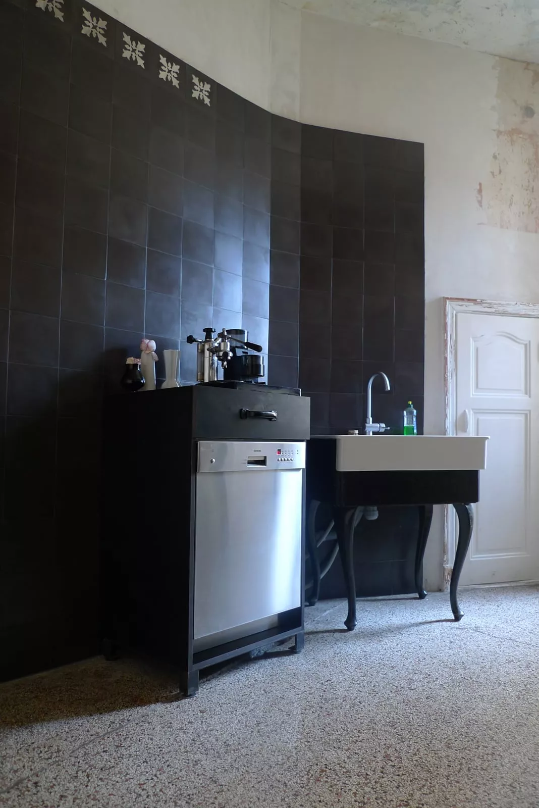 Zementfliese schwarz N° 60