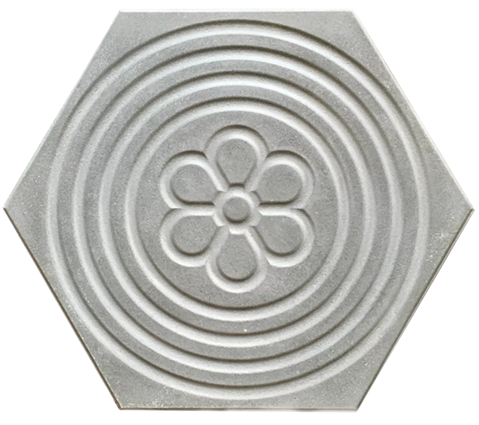 Große hexagonale Trottoirplatte mit Blumenmotiv